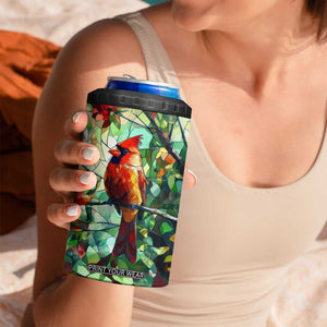 Cardinal Stained Glass Style 4 in 1 Can Cooler Tumbler Personalized TS04 Print Your Wear