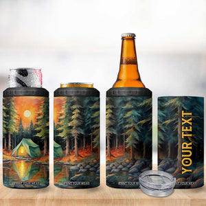Camping In The Wood 4 in 1 Can Cooler Tumbler Personalized TS04 Print Your Wear