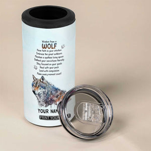 Wisdom From A Wolf 4 in 1 Can Cooler Tumbler Personalized TS04 Print Your Wear