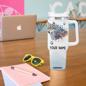 Wisdom From A Wolf Tumbler With Handle Personalized TS04 Print Your Wear