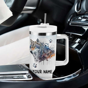 Wisdom From A Wolf Tumbler With Handle Personalized TS04 Print Your Wear