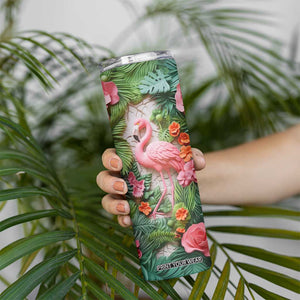 Flamingo Plaster Carving Skinny Tumbler Personalized TS04 Print Your Wear