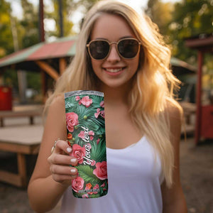Flamingo Plaster Carving Skinny Tumbler Personalized TS04 Print Your Wear