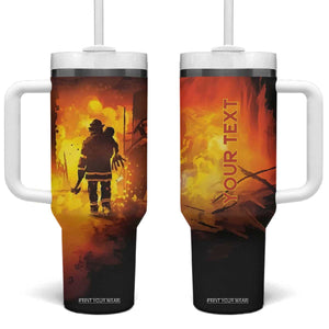 Firefighter Saves The Child Tumbler With Handle Personalized TS04 One Size: 40 oz Multicolor Print Your Wear
