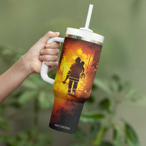 Firefighter Saves The Child Tumbler With Handle Personalized TS04 Print Your Wear