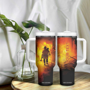 Firefighter Saves The Child Tumbler With Handle Personalized TS04 Print Your Wear
