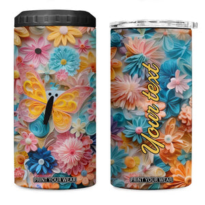 Butterfly Coloful Paper Quiling 4 in 1 Can Cooler Tumbler Personalized TS04 One Size: 16 oz Multicolor Print Your Wear