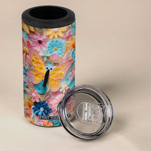 Butterfly Coloful Paper Quiling 4 in 1 Can Cooler Tumbler Personalized TS04 Print Your Wear