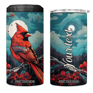 Retro Cardinal Flower 4 in 1 Can Cooler Tumbler Personalized TS04 One Size: 16 oz Multicolor Print Your Wear