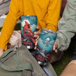 Retro Cardinal Flower Tumbler Cup Personalized TS04 Print Your Wear