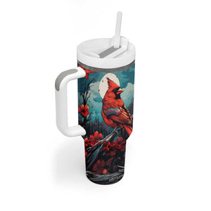 Retro Cardinal Flower Tumbler With Handle Personalized TS04 Print Your Wear