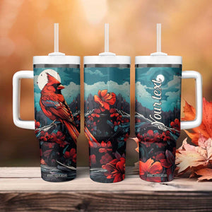 Retro Cardinal Flower Tumbler With Handle Personalized TS04 Print Your Wear