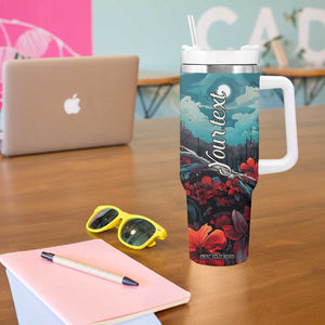 Retro Cardinal Flower Tumbler With Handle Personalized TS04 Print Your Wear