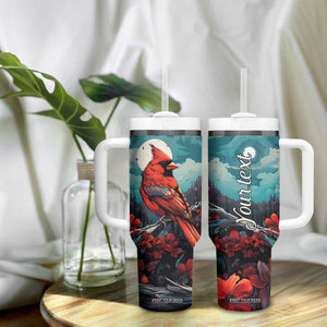 Retro Cardinal Flower Tumbler With Handle Personalized TS04 Print Your Wear