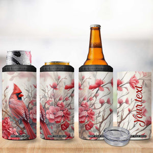 Cardinal Red Flower 4 in 1 Can Cooler Tumbler Personalized TS04 Print Your Wear