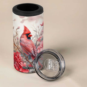 Cardinal Red Flower 4 in 1 Can Cooler Tumbler Personalized TS04 Print Your Wear