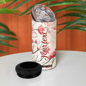 Cardinal Red Flower 4 in 1 Can Cooler Tumbler Personalized TS04 Print Your Wear