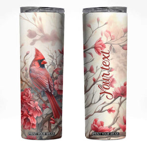 Cardinal Red Flower Skinny Tumbler Personalized TS04 Multicolor Print Your Wear