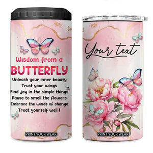 Wisdom From A Butterfly 4 in 1 Can Cooler Tumbler Personalized TS04 One Size: 16 oz Multicolor Print Your Wear