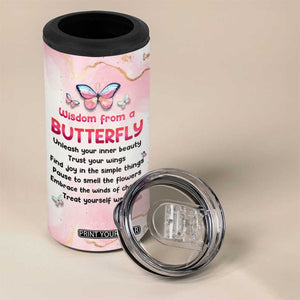 Wisdom From A Butterfly 4 in 1 Can Cooler Tumbler Personalized TS04 Print Your Wear