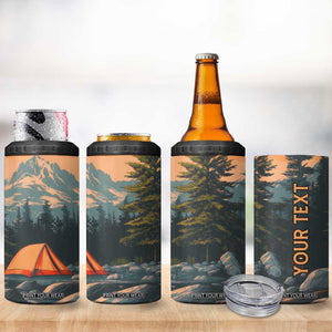 Retro Camping Tent 4 in 1 Can Cooler Tumbler Personalized TS04 Print Your Wear