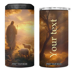 Jesus Walking On The Forest With Lambs 4 in 1 Can Cooler Tumbler Personalized TS04 One Size: 16 oz Multicolor Print Your Wear