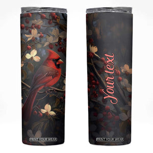 Cardinal Floral Skinny Tumbler Personalized TS04 Multicolor Print Your Wear