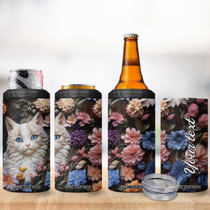 Cat Flowers Plaster Carving 4 in 1 Can Cooler Tumbler Personalized TS04 Print Your Wear