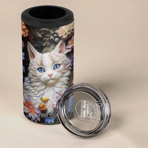 Cat Flowers Plaster Carving 4 in 1 Can Cooler Tumbler Personalized TS04 Print Your Wear