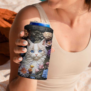 Cat Flowers Plaster Carving 4 in 1 Can Cooler Tumbler Personalized TS04 Print Your Wear