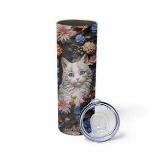 Cat Flowers Plaster Carving Skinny Tumbler Personalized TS04 Print Your Wear