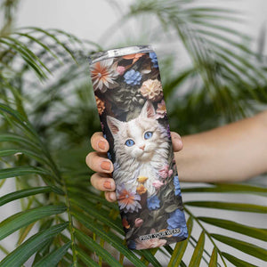 Cat Flowers Plaster Carving Skinny Tumbler Personalized TS04 Print Your Wear