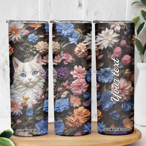 Cat Flowers Plaster Carving Skinny Tumbler Personalized TS04 Print Your Wear
