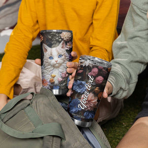 Cat Flowers Plaster Carving Tumbler Cup Personalized TS04 Print Your Wear