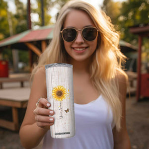 Faith Sunflower Be Still Skinny Tumbler Personalized TS04 Print Your Wear