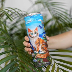 Cat In The Flowers Garden Paper Quiling Skinny Tumbler Personalized TS04 Print Your Wear