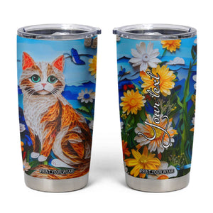 Cat In The Flowers Garden Paper Quiling Tumbler Cup Personalized TS04 Multicolor Print Your Wear
