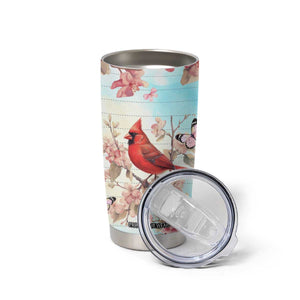 Cardinal Vintage Flower Tumbler Cup Personalized TS04 Print Your Wear