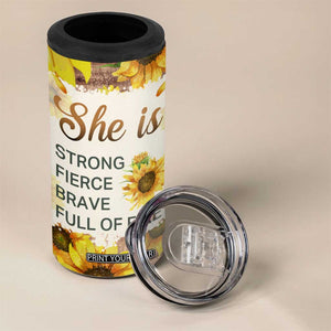 Black Woman She Is Strong Fierce Brave Full Of Fire 4 in 1 Can Cooler Tumbler Personalized TS04 Print Your Wear