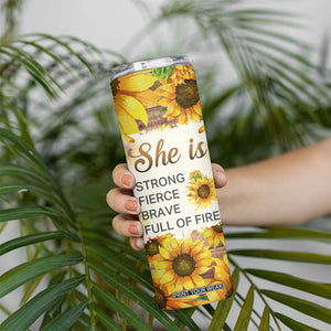 Black Woman She Is Strong Fierce Brave Full Of Fire Skinny Tumbler Personalized TS04 Print Your Wear