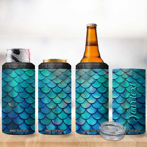 Mermaid Scales Pattern 4 in 1 Can Cooler Tumbler Personalized TS04 Print Your Wear