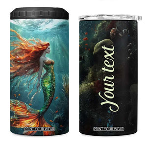 Mermaid Ocean 4 in 1 Can Cooler Tumbler Personalized TS04 One Size: 16 oz Multicolor Print Your Wear