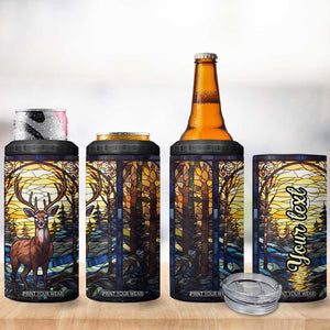 Deer Stained Glass 4 in 1 Can Cooler Tumbler Personalized TS04 Print Your Wear