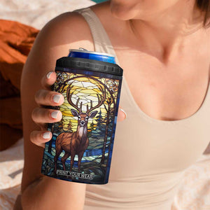 Deer Stained Glass 4 in 1 Can Cooler Tumbler Personalized TS04 Print Your Wear