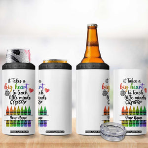 Teacher It Takes A Big Heart To Teach Little Minds 4 in 1 Can Cooler Tumbler Personalized TS04 Print Your Wear