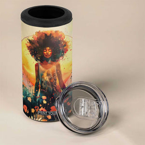 Black Women In Flower Field - Sun Set Watercolor Style Personalized 4 in 1 Can Cooler Tumbler TS04 Print Your Wear