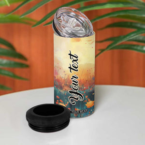 Black Women In Flower Field - Sun Set Watercolor Style Personalized 4 in 1 Can Cooler Tumbler TS04 Print Your Wear