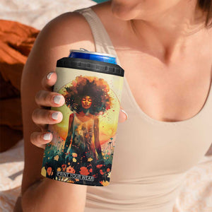 Black Women In Flower Field - Sun Set Watercolor Style Personalized 4 in 1 Can Cooler Tumbler TS04 Print Your Wear
