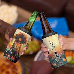 Black Women In Flower Field - Sun Set Watercolor Style Personalized 4 in 1 Can Cooler Tumbler TS04 Print Your Wear