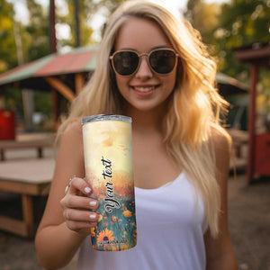 Black Women In Flower Field - Sun Set Watercolor Style Personalized Skinny Tumbler TS04 Print Your Wear